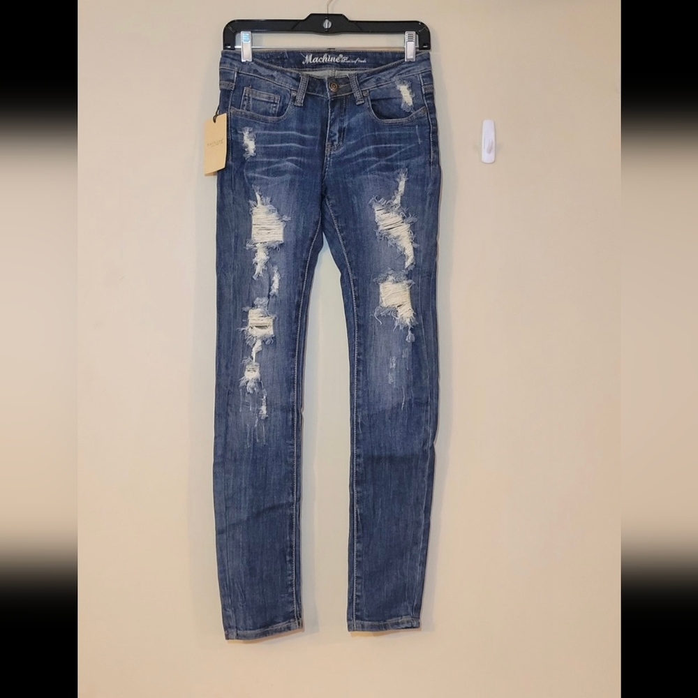 Blue Distressed Womans size 30 Machine Jeans on sale